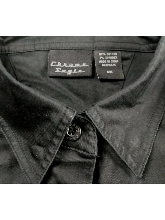 Chrome Eagle Black shirt XXL Women button down Chix Custom Cycles Embroydered - Picture 8 of 15